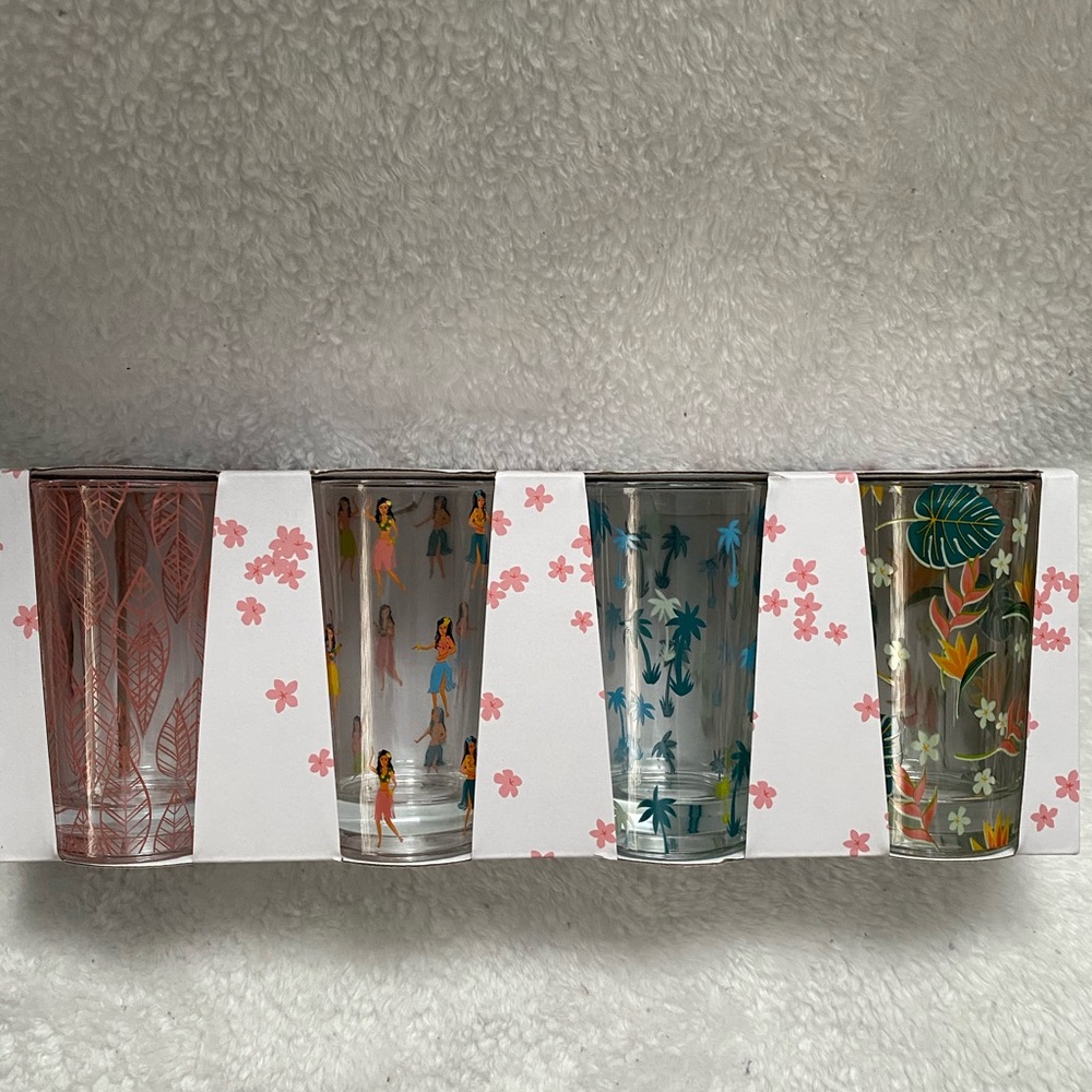 Tropical Hula Collectable Glasses Set of 4 🌴🏝